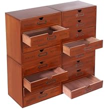 Stackable Apothecary Cabinet 4-Drawer Desk Organizer Vintage Wooden Storage Dresser with Drawers Desktop Stackable Drawers for Office Storage Craft Supplies Sewing Box
