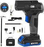 Portable Tire Inflator Air Compressor, 20V Cordless Tire Pump with Digital Pressure Gauge,12V Car Power Adapter, 20V for Car Tires, Motorcycle, Bicycle, Balls