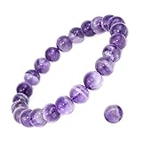 DAZCOLO Natural Gemstone Bracelet 7.5 In Stretch Gems Stones 8mm (0.31") Round | Beads Healing Cryst