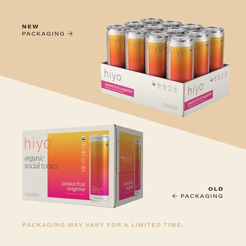 Image of Hiyo Organic Social Tonic- Passion Fruit Tangerine, 12 Pack - N.A. Functional Seltzer, Sparkling Water Crafted with Organic Adaptogens, Nootropics, & Botanicals