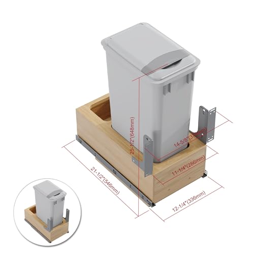 Image of Dowell Single 50Qt Undermount Trash Pull-Out Waste Container with Full Extension Soft-Close Slides, Bottom Mounted, Face Frame /Frameless Min. Cabinet Opening: 12-1 /2 Inch Wide-4008 0115 50