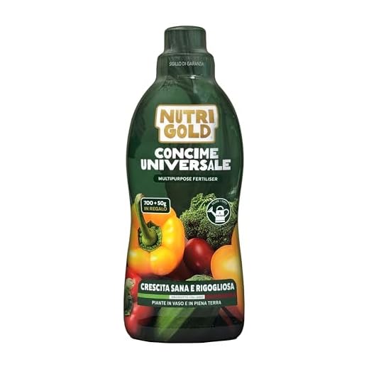 NutriGold® concime Universale | Fertilizzante per Aromatiche e tutti Ortaggi - Formula Bilanciata con Azoto, Fosforo e Potassio - Nutrizione 100% Naturale a Km0 - Formato Liquido 700g + 50g Omaggio
