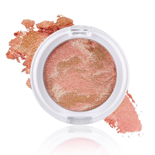 Boobeen Baked Powder Blush, leicht schimmernde Gesichtsröte für Wangen, Lidschatten, erhellen erröten kompakt für Gesicht, schaffen eine strahlende, natürliche Glühen