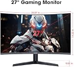 KOORUI Curved 27 Inch Gaming Monitor, Full HD 1080p R1500 180Hz VA Curved Monitors, 99% sRGB, Built-in AdaptiveSync, 1 x Display Port 1.2 & 2 x HDMI 2.0, Eye Care, VESA Compatible, Black 27E6CA