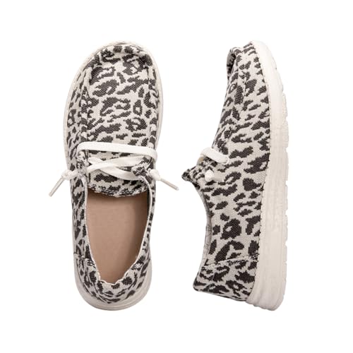 Image of Women's Canvas Loafers, Comfortable Slip-On Walking Shoes | Breathable Fabric Upper, Flexible Boat-Shoe Styling, Easy On and Off for Errands, Travel, Commuting and Everyday Wear