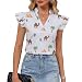 DGTXWIT Women's Short Sleeve Ruffle Blouse Camel Palm Cactus Pyramid V-Neck Dressy Business Casual Work Top, Soft Basic Shirt for Summer Daily Outfits Medium