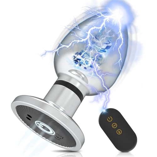Choque eléctrico vibrante Butt Plug, Estim Metal Anal Plug Hombres masculino masajero de próstata juguetes sexuales anales con 10 vibración y 6 modos de choque eléctrico, control remoto