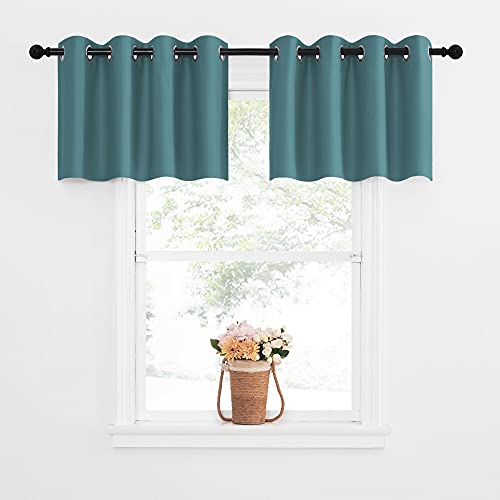 NICETOWN Blackout Tiers Window Valances for Bedroom - Grommet Thermal Insulated Window Treatment Curtain Tiers for Living Room/Home Office/Dining Room