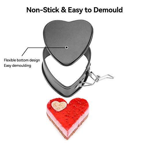 Cake Mold Heart Shape 2Pcs, Carbon Steel Springform Pans Cake Molds For Baking With Removable Base Nonstick Cheesecake Pan #TOP1