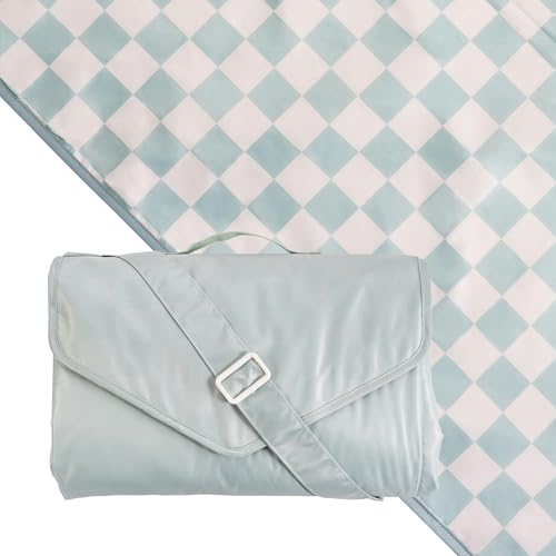 Tiny Twinkle Waterproof Picnic Blanket | 5'x7' 100% Recycled Polyester, Sandproof, Foldable & Portable for Beach, Camping, Travel (Sage Checkers by Tiny Twinkle - Used condition - US$50.38