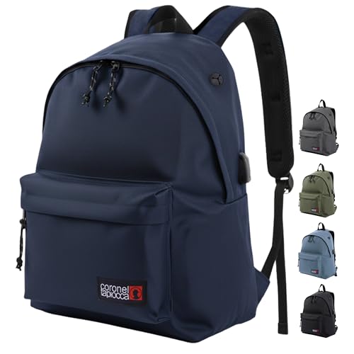 Coronel Tapioca Mochilas Hombre Mochila Hombre para trabajo, viaje, diario, escolar y escolares   20L de Capacidad, Marino