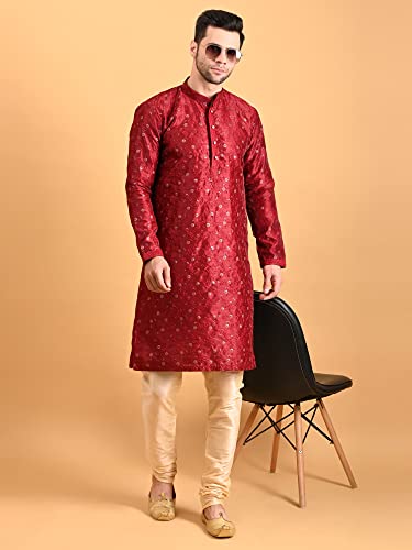 Image of Uri and MacKenzie Embroidery Silk Men's Kurta Pyjama Set
