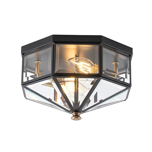 Yonaveil 10.25 Inch Copper Outdoor Flush Mount Ceiling Light Fixture