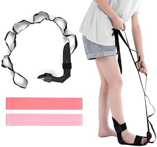AYNKH Yoga Strap for Stretching with 7 Adjustable Loops,Flex Ankle Ligament Stretcher Belt for Physical Therapy, Plantar Fasciitis Relief, Pilates, Dance and Gymnastics（with 2 Pieces Resistance bands）