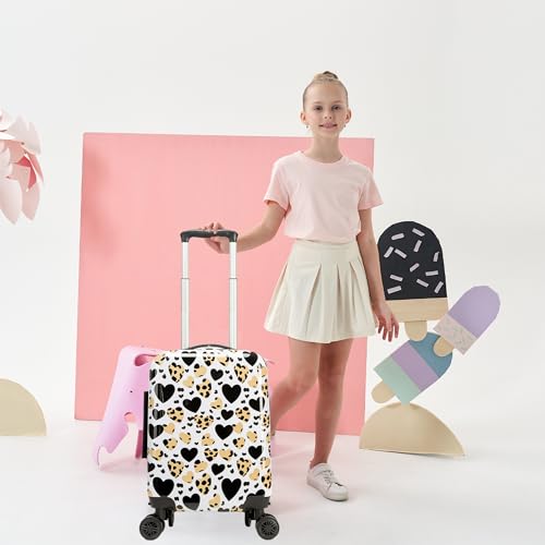 Image of Kids Luggage with Spinner Wheels Carry on Suitcases for Girls 2 Piece Luggage Sets 16 inch Toddler Suitcase for Kids Rolling Suitcase Airline Approved (Brown Leopard)