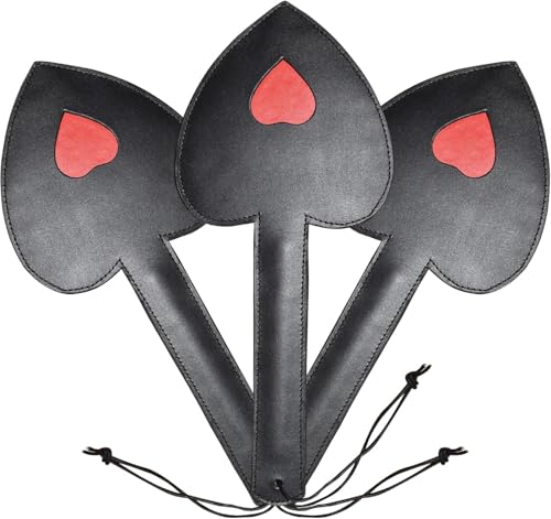 Genuine Cowhide Leather Heart Shaped Paddle 14.50†Handmade Red & Black Premium Quality