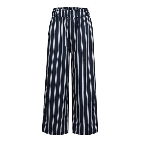 Women's Vintage Striped Print High Elastic Waist Wide Leg Beach Palazzo Pants Pockets Summer Caual Flowy Trousers4