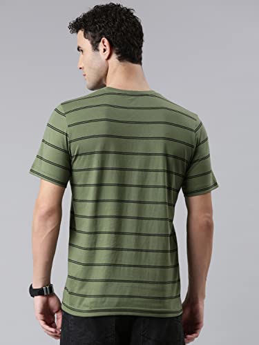 Image of F A S O Men's T-Shirt - Super Soft Combed Cotton Rich Fabric Sporty Striped Design Customized Comfort Fit