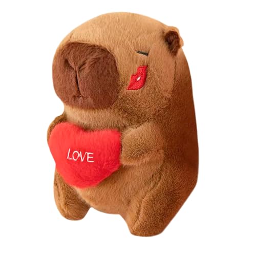 Capybara Peluche Grande 25 cm con Corazón Lindo, Cerdo de Agua Plushie Muñecas Juguetes para San Valentín y Cumpleaños