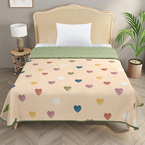 Image of Homestan Reversible All Season Cotton Feel Dohar for Single Bed,Soft Light Weight AC Blanket /Comforter for Summer /Winter /Monsoon (58x86 Inches, Heart Blush)