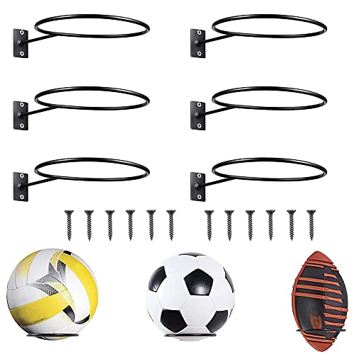 ADDLIVE Soporte de Pared para Balones de Exhibición, 6 PCS Metal Soporte de Exhibición de Pelota, Soporte de Pared de Bola montada para Baloncesto, fútbol, Rugby, Voleibol, fútbol, Pantalla