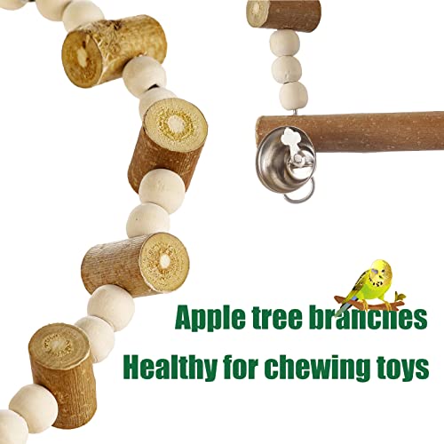 Image of Cockatiel Toys Wooden Perch 4 Pack, Bird Cage Natural Platform Hammock Swing Perches for Parakeets Budgie Conures Medium Parrots Hamster