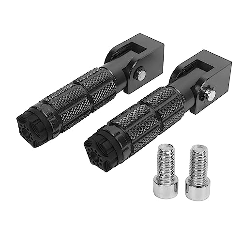 Chiciris 2pcs Moto Passeggero Poggiapiedi Pieghevole Pedali 90 Gradi Pedane Posteriore Set In Lega Di Alluminio Antiscivolo M8 Installare Bulloni (Nero)