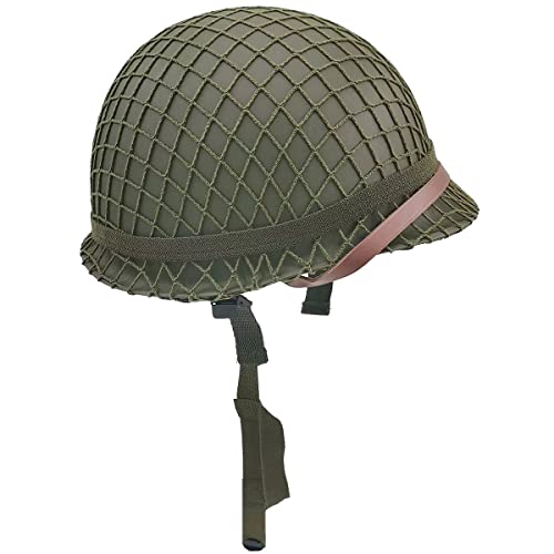 WW2 US Army M1 Helmet, WW2 Gear, WW2 Uniform, WW2 Helmet Metal Steel Shell Replica with Net/Canvas Chin Strap/Cat Eye Band DIY Painting by WXKHV - Image 3