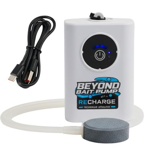 Beyond Fishing Mini Bait Pump with Fish Aerator Portable Bait Bubbler Rechargeable USB-C Compact Bubbler Pump for Live Bait