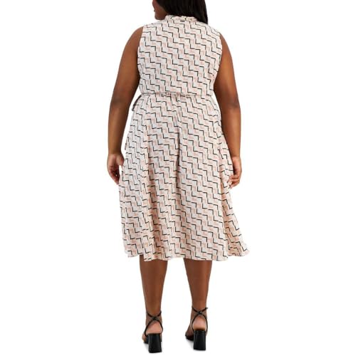 Robe midi Anne Klein robe imprimée géométrique transparente chic - 3
