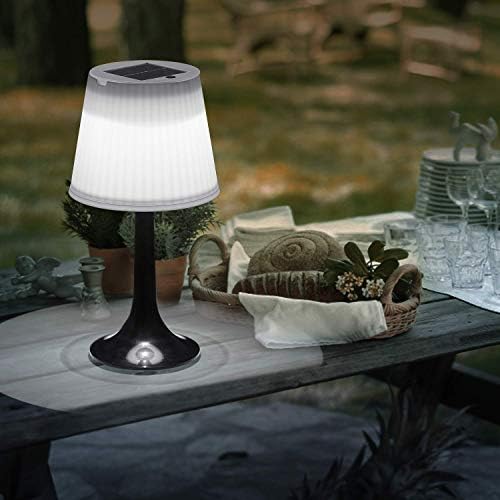 Outdoor Solar Powered Table Lamp Indoor LED Desk Lamp for Living Room Bedroom Night Lights Garden Patio Balcony Decorative Solar Table Lights 2 Lighting Modes(White + Black)