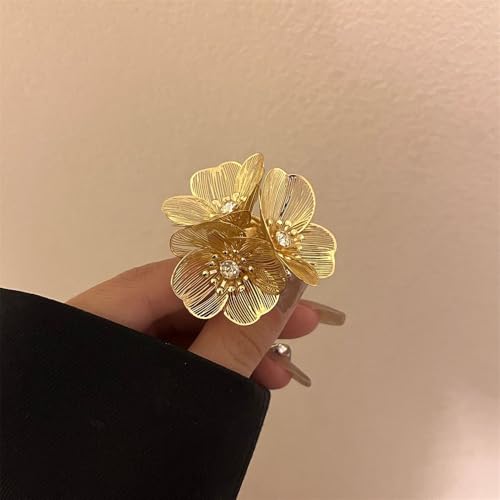 Big CZ Flower Statement Ring for Women Fashion Dainty Gold Silver Plated Filigree Floral Adjustable Open Wedding Promise Wrap Finger Rings Comfort Fit Jewelry4