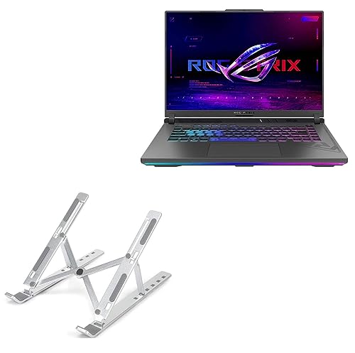 BoxWave Stand and Mount Compatible with ASUS ROG Strix G16 (2023) G614 - Compact QuickSwitch Laptop Stand, Portable Multi Angle Viewing Foldable Riser - Metallic Silver