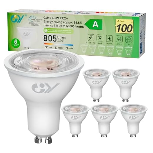 GY GU10 LED Warmweiss Lampe,4,5W 2700K 805 Lumen Warmweiß Glühbirnen,Ersetzt 100W Leuchtmittel,36° Abstrahlwinkel Spot Strahler,Enegiesparende GU10 Nicht Dimmbar Reflektor Lampen,6 stück