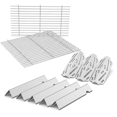 18.75" Grill Grates and Flavorize bars & Heat Deflector for Weber Genesis Ii 300 and II LX 300 Series Grills, Genesis 2 E&S 310 315 320 325 340, Grill Parts for Weber 66095 66795 66040