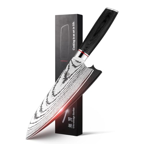 ROYDX Extra Scharfe Kochmesser, Exclusive Blade Kein Häufiges Schärfen Küchenmesser, Spitzenklasse Allzweck 20 cm Profi Messer - Griff aus...