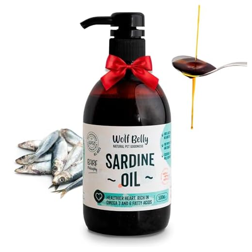 Wolf Belly - Aceite de Sardina para Perros y Gatos 100% Natural (500ml) Rico en Omega 3 y 6, EPA y DHA, Piel Sana y Pelaje Brillante, Antiinflamatorio Articulaciones Fuertes, Sistema Inmunitario Sano