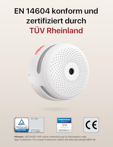 X-Sense Funkvernetzbarer Rauchmelder XS01-WR, Nicht mit Basisstation kompatibel, vernetzter...