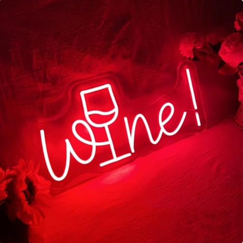 Image of Acrylic Wine Neon Sign for Wall or Window Background Decor,LED Dimmable Bar Neon Decorative Cocktails Light Handmade Art Lamp for Home Pub Wedding Party Bar Studio,5V USB Powered
