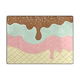 ALAZA Sweet Ice Cream Texture Non Slip Area Rug 4' x 5' for Living Dinning Room Bedroom Kitchen Hallway Office Modern Home Decorative
