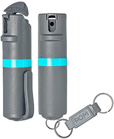 POM Pepper Spray Combo Pack Clip & Keychain - Maximum Strength OC Spray Self Defense- Tactical Compact & Safe Design - 25 Bursts & 10 ft Range - Stream Spray Pattern