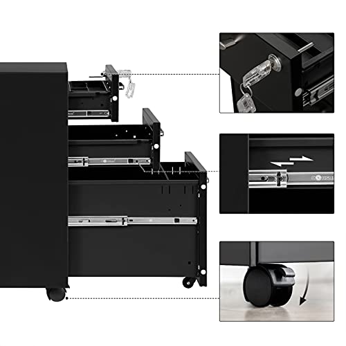 SONGMICS Rolcontainer, afsluitbare archiefkast met laden, kantoorkast met wieltjes, voor dossiers en documenten, met… - Image 5