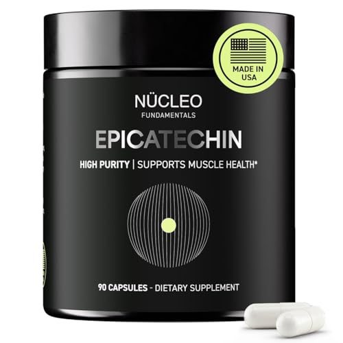 NCLEO FUNDAMENTALS High Purity Epicatechin - 90 Capsules - Promotes Strength & Muscle Growth - Nitric Oxide Support - for Daily Performance - Epicatechin Supplements Made in USA