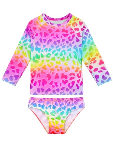 Image of Snowheart Girls Rash Guard Sets Long Sleeves Swimsuit 2 Pieces Tankini Bathing Suit Swimwear for Girls 3-12 Years