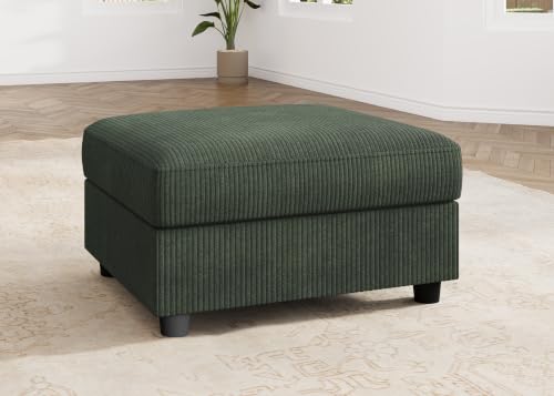 HONBAY Modern Corduroy Ottoman Module Sofa Ottoman Bench with Storage Green