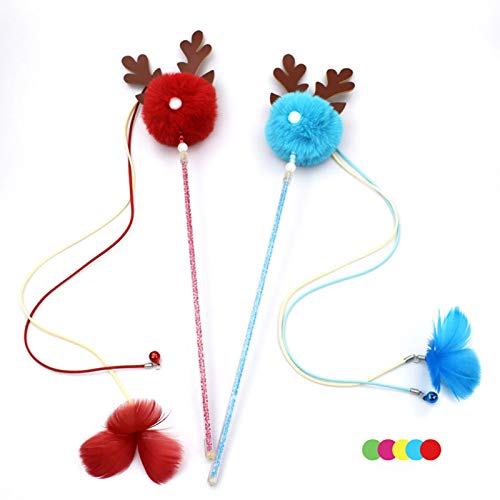 mewmewcat Bastão interativo de gato com bolas Sinos Varinha de pena para provocação de gato Exercíci