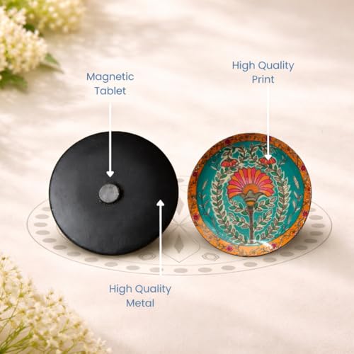 Image of RITUALISTIC Fridge Magnets | Metal & Non-breakable | Gift Items for Women and Men | Home Decor Gift Items | Fridge Magnets Refrigerator Stylish | Fridge Magnet Set (2, Madhubani Art)