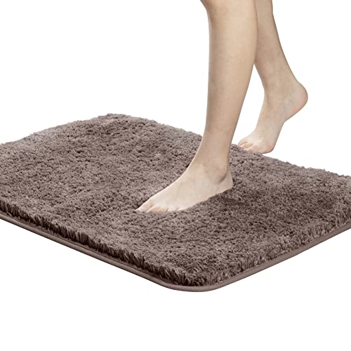 Badezimmerteppich Badematte rutschfest, Badteppich 70x120×3 cm, Badvorleger rutschfest Waschbar, Saugfähige Bathroom Mat Duschteppich, Weicher Tiefer Samt Maschinenwaschbar Badematte Braun Cover