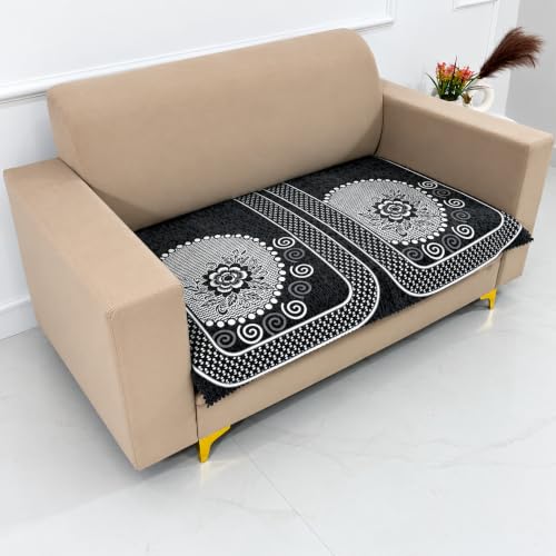 Image of Homerz Premium Chenille Fabric Sofa Cover | Soft, Durable & Dustproof | Decorative Couch Cover (Solitaire Grey, 2 Seater, Only Seat Cover)