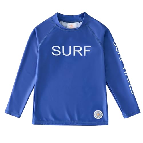 Hovershoes Boys UPF 50+ Swim Shirt Long Sleeve Unisex Girls Rash Guard Shirts Kids Sun Protection Shirts Quick Dry Rashguard Dark Blue